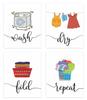 Inkdotpot 4 Piece Laundry Poster for Laundry Room Decor Wash Dry Fold Repeat , Laundry Room Posters Wall Art