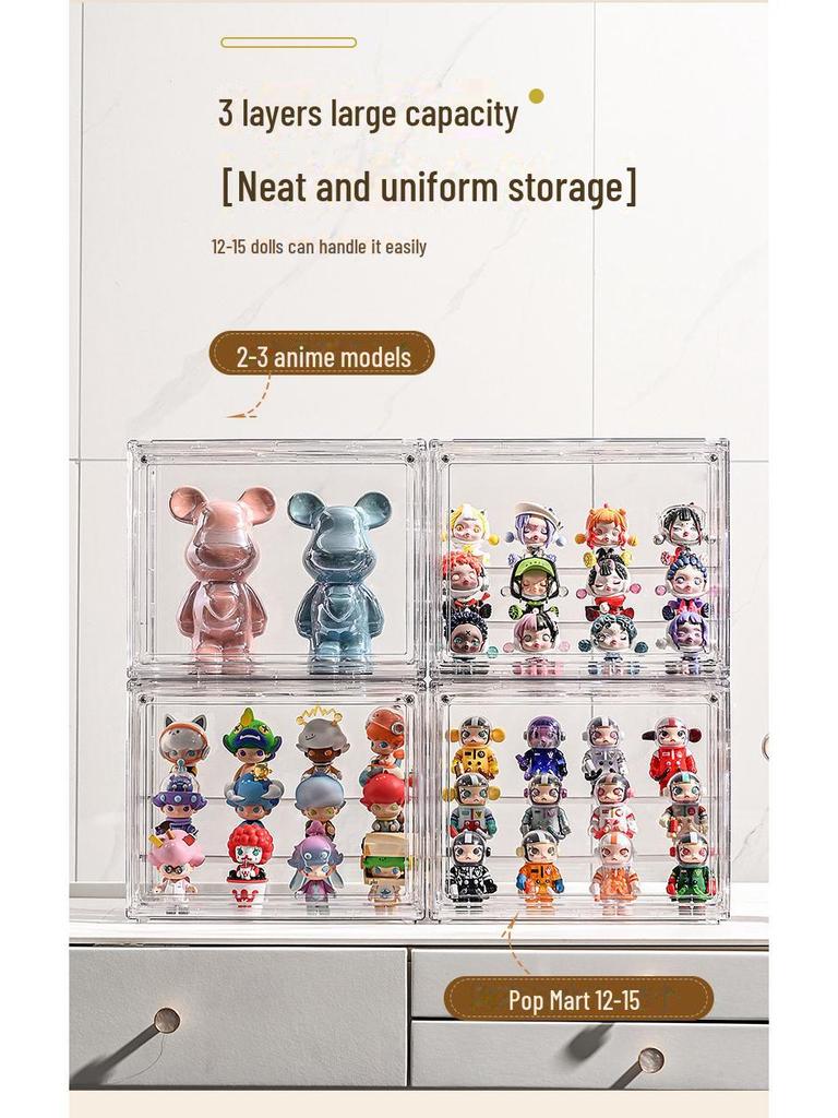 Pudełko ekspozycyjne na lalki Pop Mart: Przezroczysty akrylowy pojemnik do układania w stosy o dużej pojemności