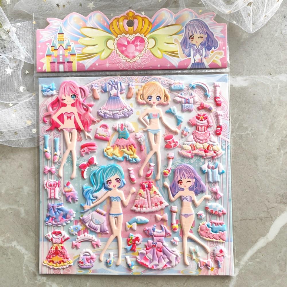 Large-Size Girls' Princess Dress-Up Stickers (4 Styles) Reusable Adhesive Stickers for Notebooks BulingBulingStickers Store