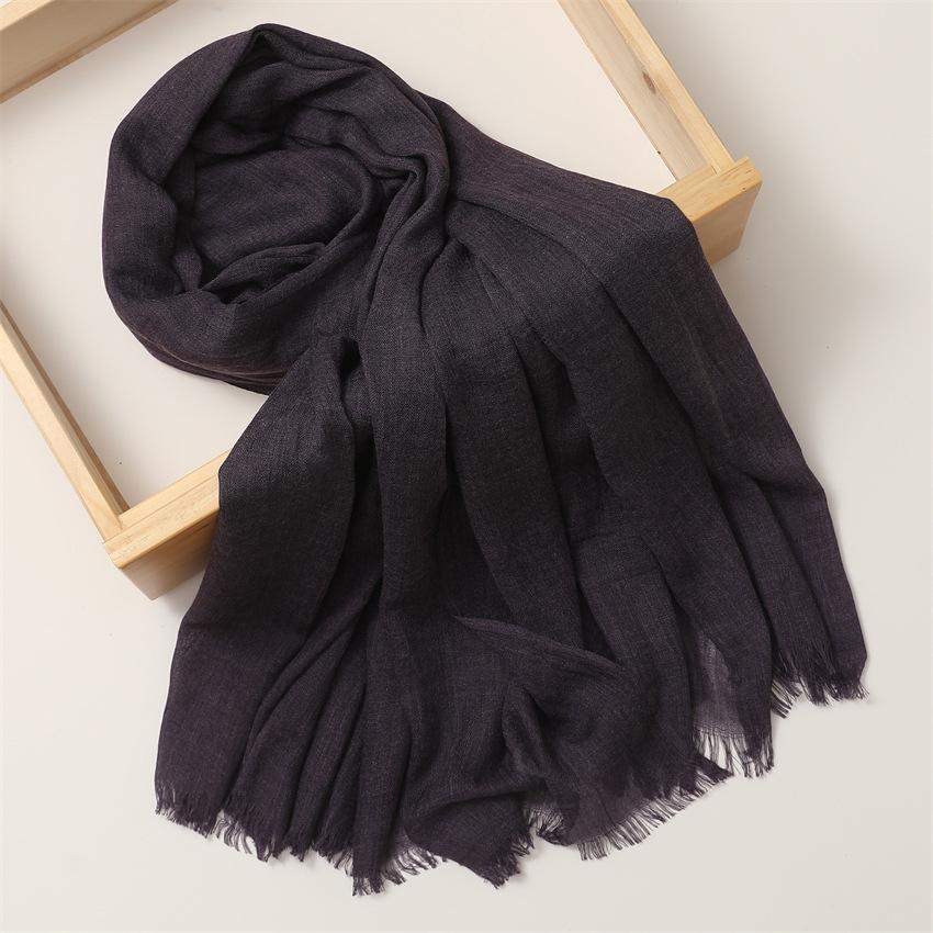 Foreign Trade Silk Scarf Cotton And Linen Headscarf Women'S Spring And Summer Solid Color Japanese And Korean Scarf Sun Protection Warm Shawl Hair