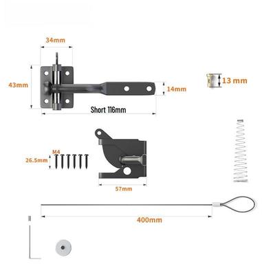 Short Black Fence Latch Lock