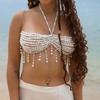 Adjustable Pearls Body Jewelry Body Chain Decoration for Trendy Women Strapless Dresses and Casual Stylish Outfits