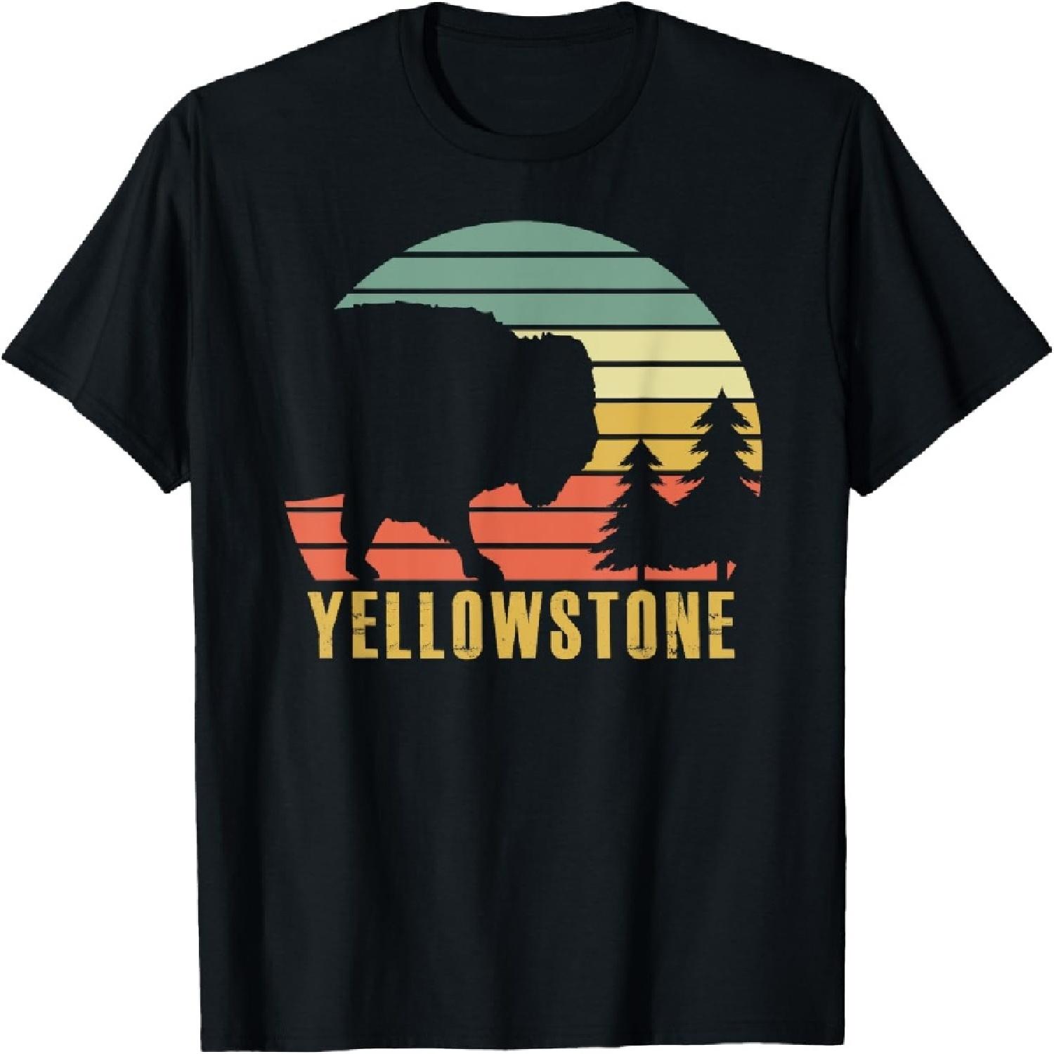 

Vintage Yellowstone National Park Retro Buffalo Geyser Gift T-Shirt XXXXXL