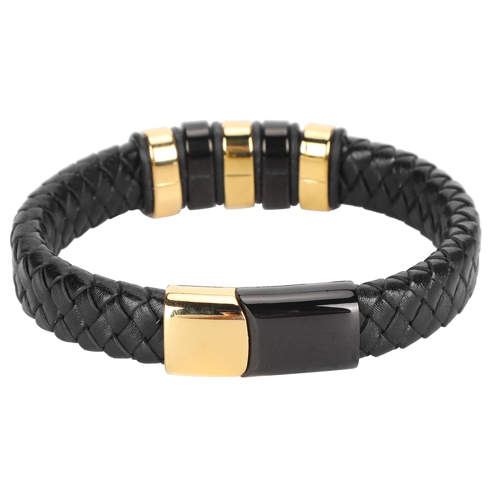 

Leather Woven Bracelet Braided Knitting Wrist Band Magnetic Buckle Hand Decoration