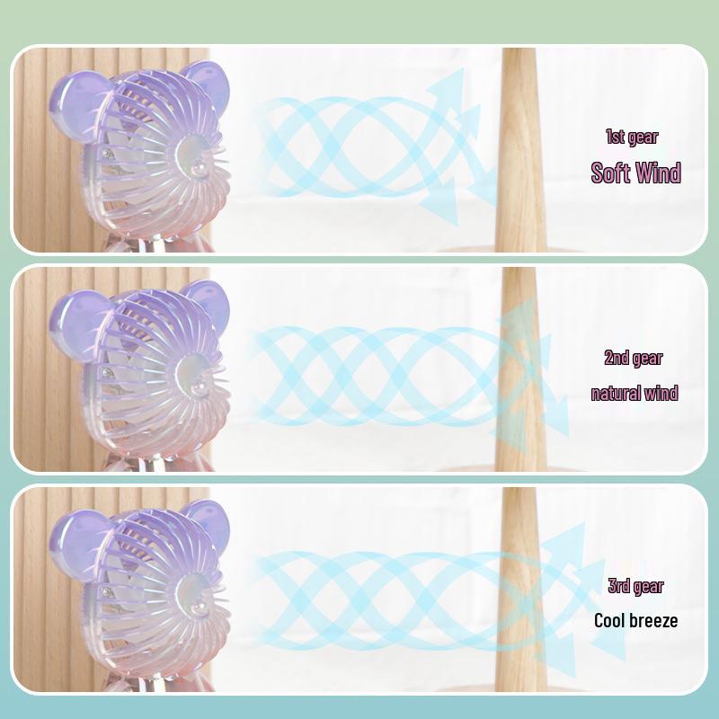Mufeng Summer Jelly Bear USB Fan - Portable Desktop Fan for Dorms and Outdoors