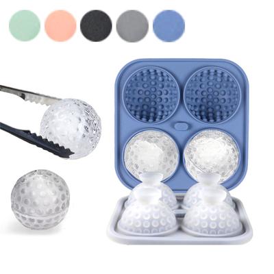 Bandejas de Hielo Reutilizables con Forma de Pelota de Golf, Molde de Hielo de Silicona, Fabricante de Bolas de Hielo de Silicona de 4 Cavidades, Hielera de Fácil Desmolde Para Cócteles, Whisky y Zumo Casero