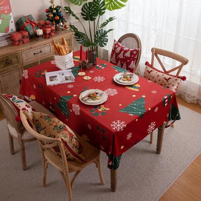 Flannel Print Red Christmas Snowflake Christmas Tree Tablecloth Coffee Table Tablecloth Table Cloth