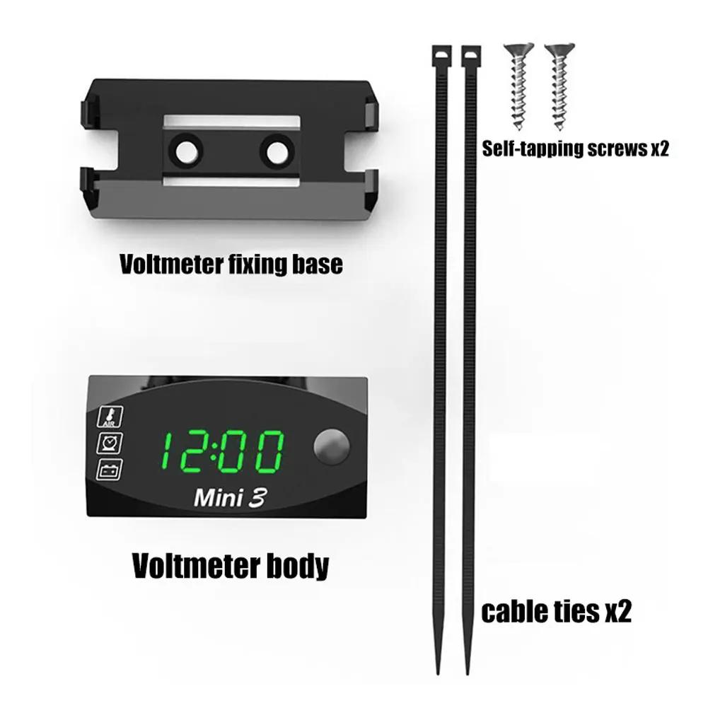 

Универсальные 3 в 1 электронные часы для мотоцикла со светодиодным цифровым дисплеем, вольтметром, водонепроницаемым электронным термометром IP67 зелёный