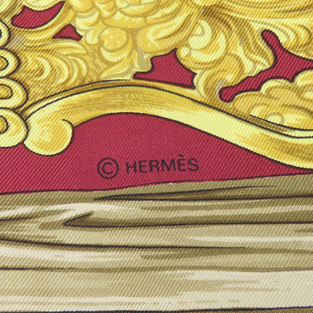 Gebrauchter HERMES Schal Calle 90 Seide Rot Weiß Modisch
