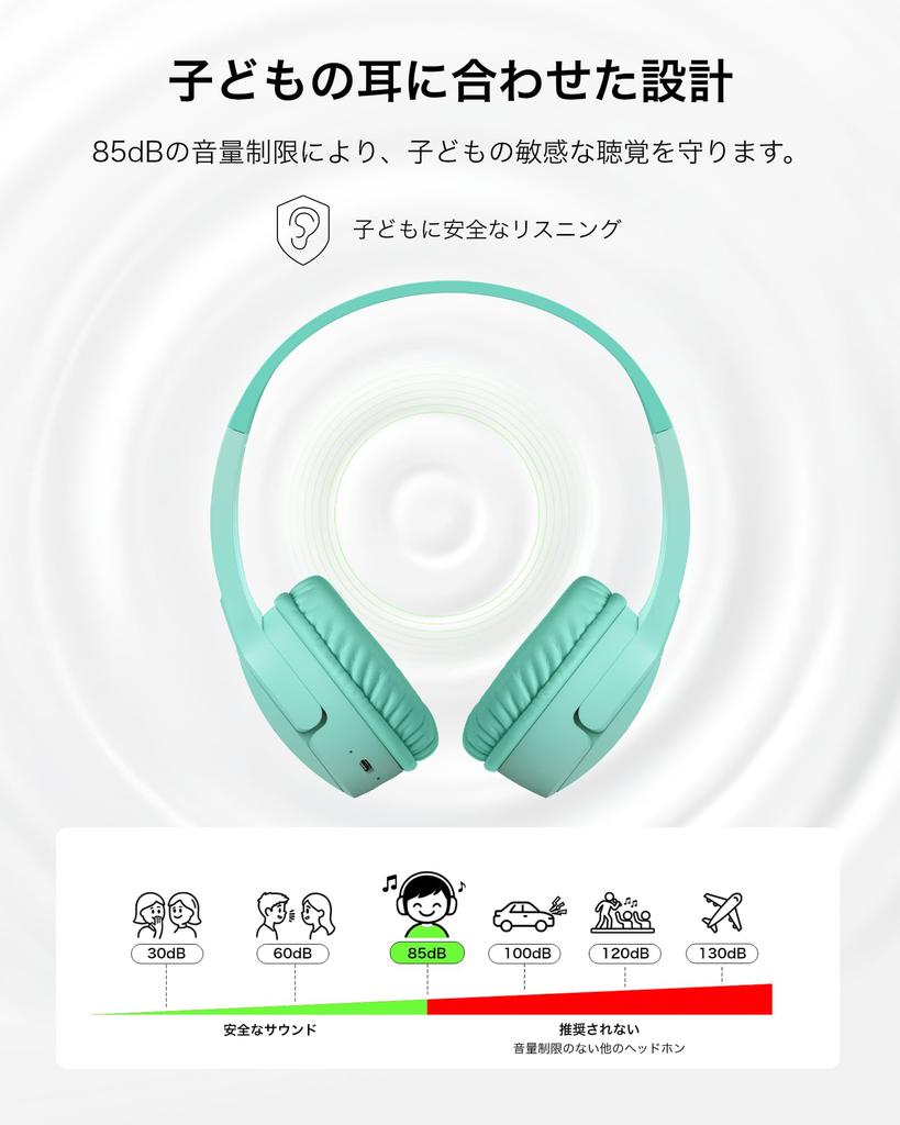 Belkin SOUNDFORM Mini Pink Kids Wireless Headphones Bluetooth 5.0 Waterproof Microphone Volume Limiting Voice Chat 30H Playback USB-C 3.5mm Wired