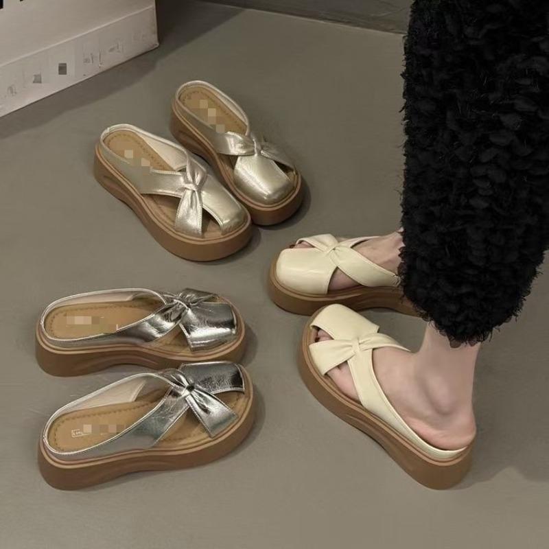 High-heel Hollowed-out Front-top Half-heeled Shoes for Women, New Style, One-piece Shoes