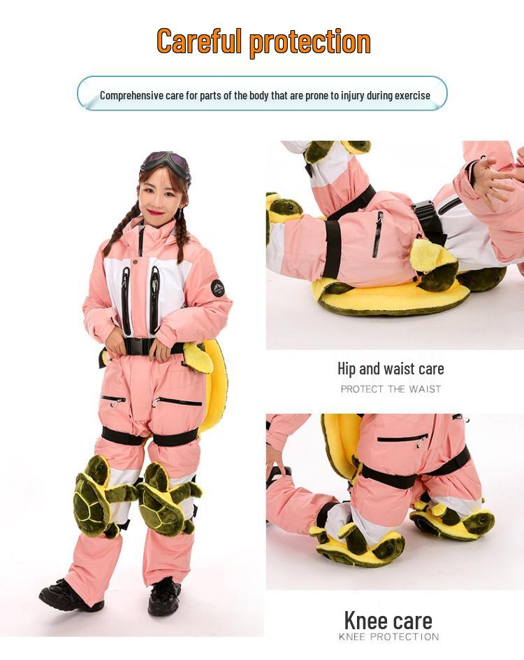 Cartoon Ski Protective Gear Set: Anti-Fall Waterproof Little Turtle Ski and Snowboard Knee Pads