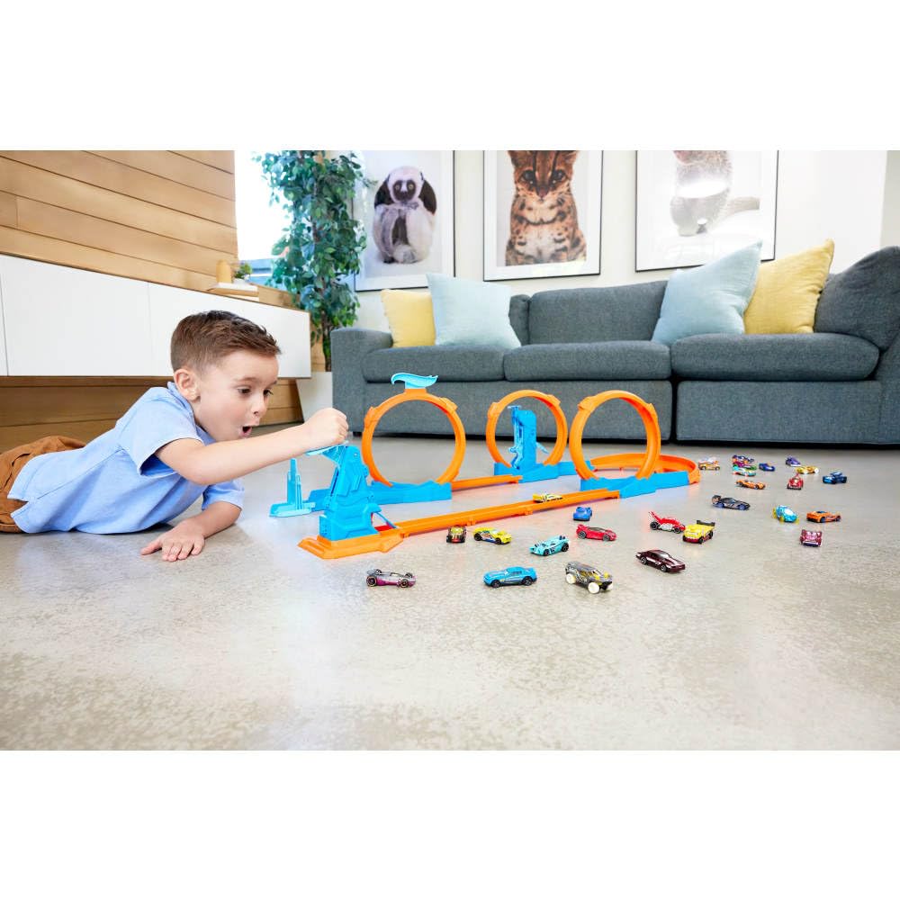 Hot Wheels Triple Loop Playset with 1 Mini Car Toy Playset for Ages Orange JDW39 - Ride-on 4+ -