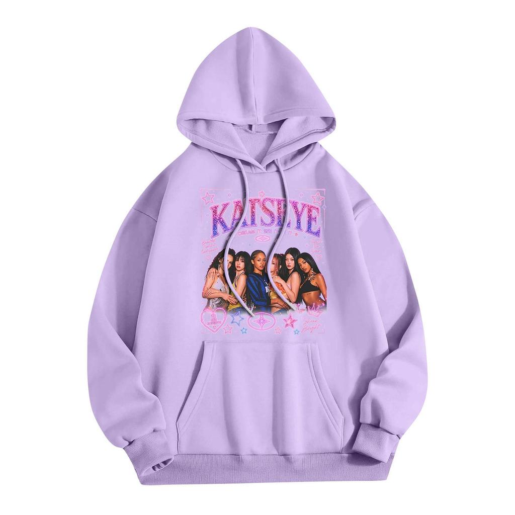 Unisex Lightweight Long-Sleeve Printed Hooded Pullover Sweatshirt