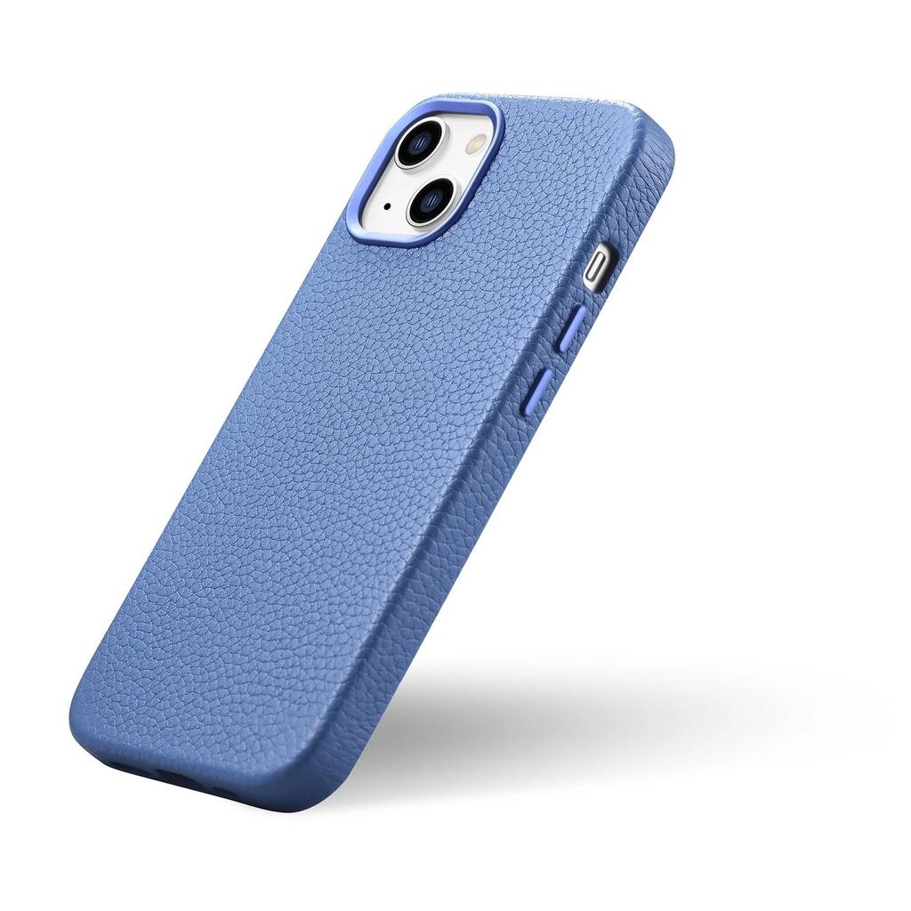 Icarer Litchi Premium Leather Case Skórzane Etui Iphone 14 Plus Magnetyczne Z Magsafe Jasnoniebieski (Wmi14220711-Lb)