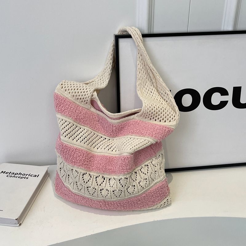 Woven Beach Straw Tote Bag - Versatile Large Capacity Vacation Shoulder Hollow Out Beach Bag