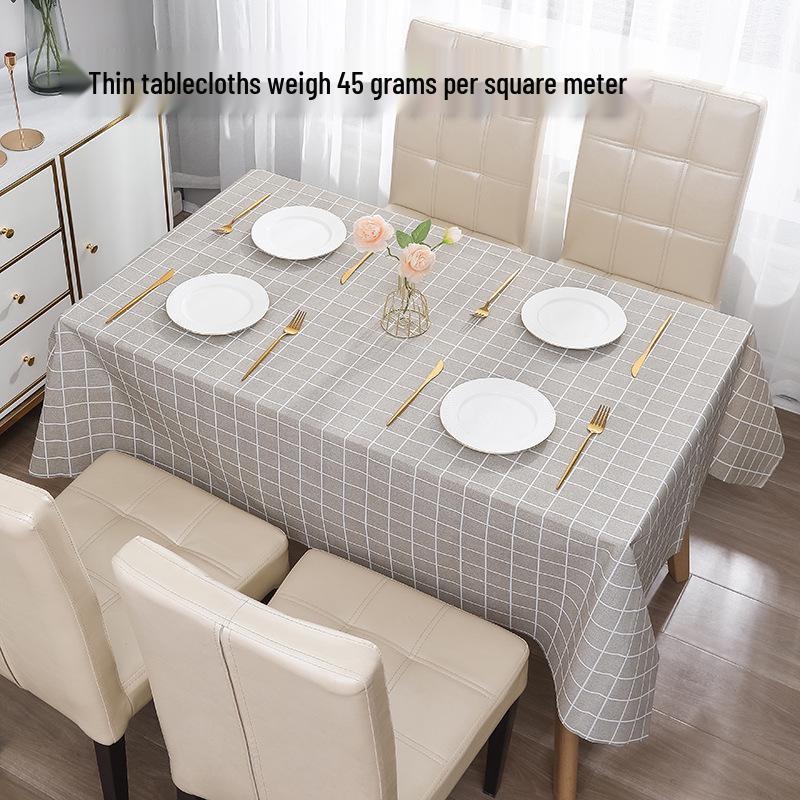 Japanese Style Waterproof Plaid Tablecloth - Oil-proof & Wash-free PEVA for Coffee and Dining Tables