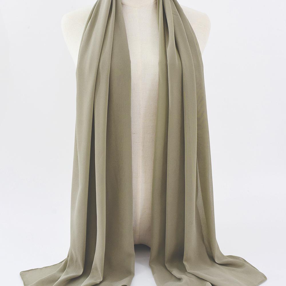 Damen einfarbiger Perlen-Chiffon-Bubbleschal, langer Seiden-Kopfschal, 70x180cm, nahöstlicher Stil