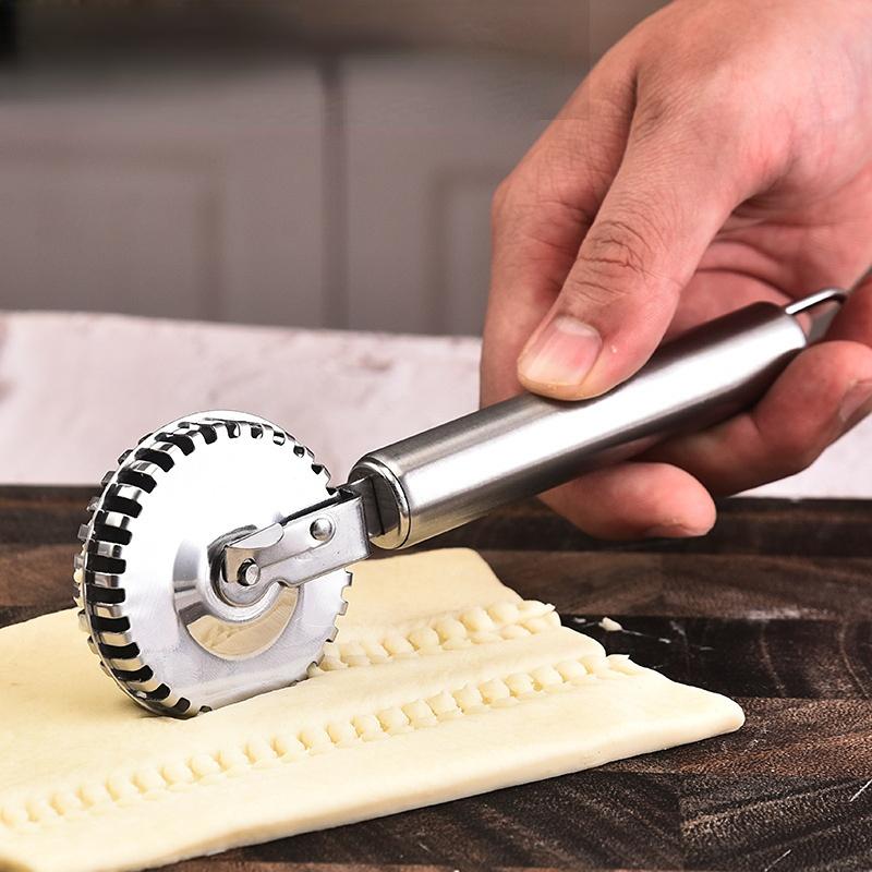 Stainless Steel Baking Pastry Decor Tool Dumpling Embossing Side Cutter Rolling Wheel for Cookie Mould Pasta Baking
