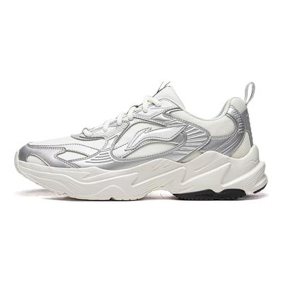 Li Ning Sports Lifestyle Series Fashion Trend Shock Absorption Rebound Low Top Casual Shoes Men Casual Shoes Light-Silver AGLV173-2