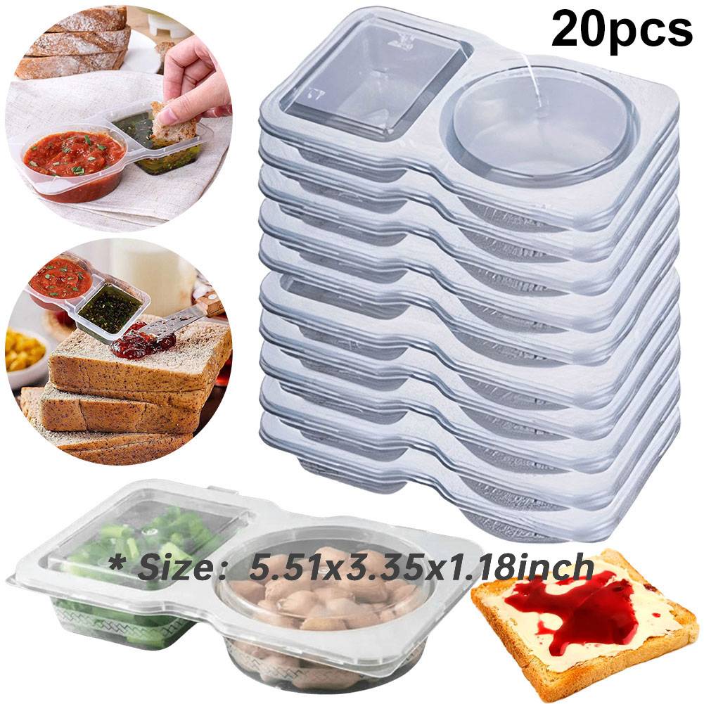 Double Compartment Transparent Dressing Containers with Lids Stackable Storage Snack Containers Reusable for Home School