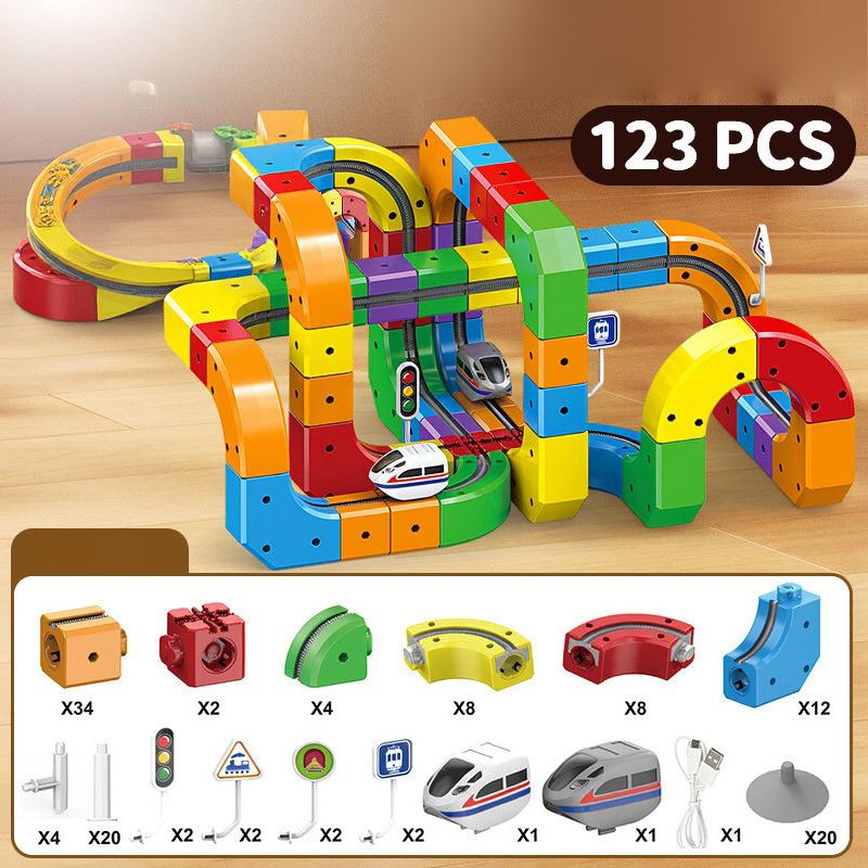 Children Magic Track Train Electric Assembled Set Magnetic Rail Car Maze Educational For Kids Children Gifts