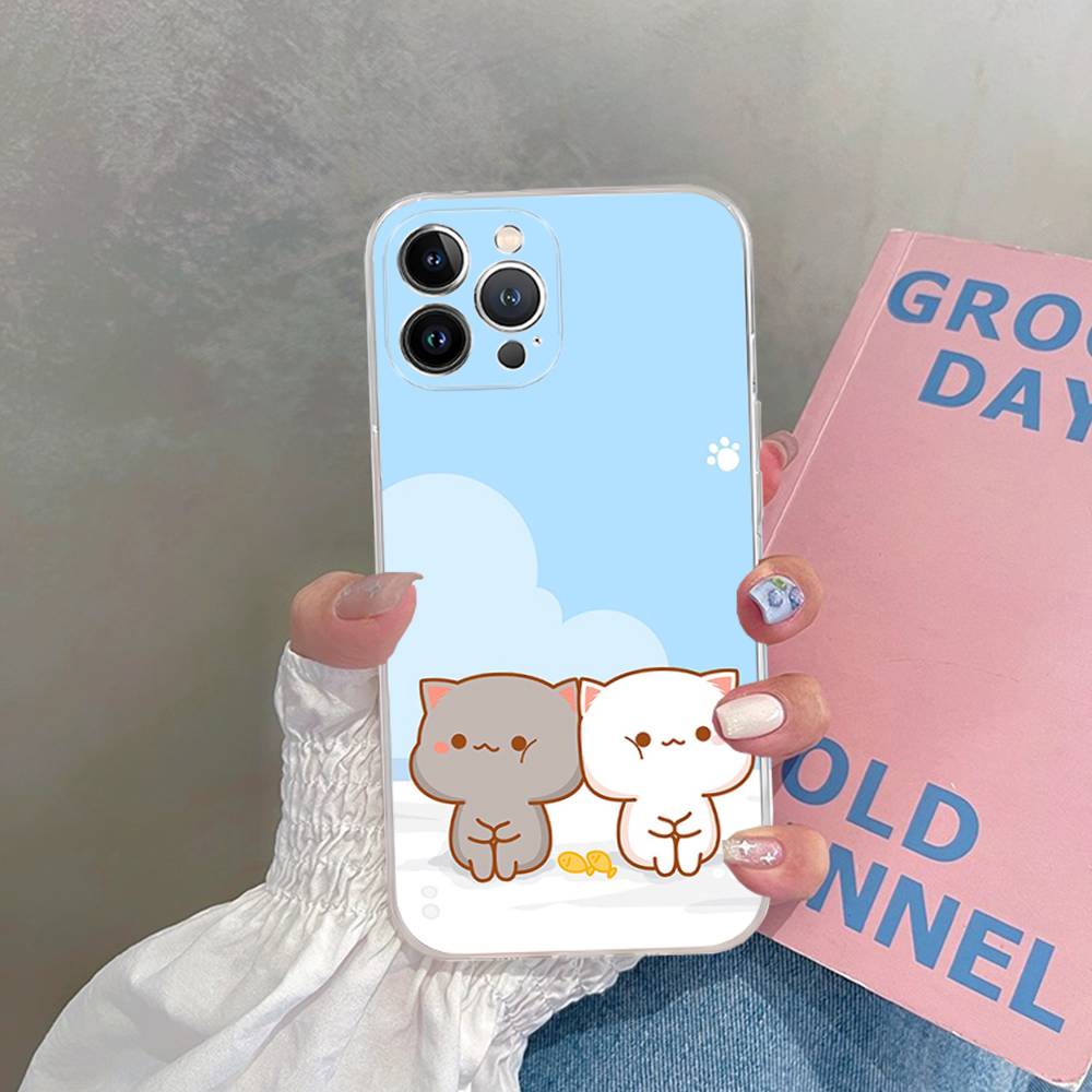 Cartoon Cute Cats TPU Silicone Case for IPhone 11 12 13 14 15 16 17 Pro Max Shockproof Clear Back Cover