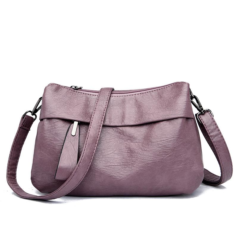 Трехслойные женские сумки на плечо большой вместимости, однотонные простые женские сумки-мессенджеры из мягкой кожи, легкие маленькие сумки в стиле ретро
