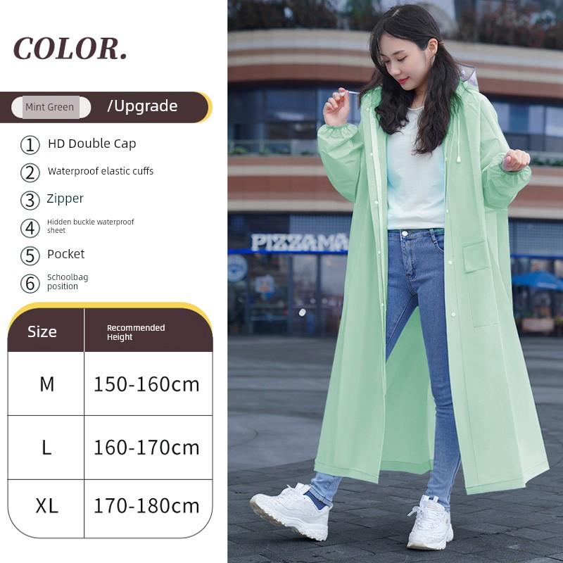 Women's Long Raincoat for Single Person, Full-Body Protection Against Heavy Rain, Suitable for Electric Scooters, Men's Adult Outerwear Raincoat