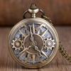 Vintage Unisex Hollow Gear Arabic Number Quartz Pocket Watch Pendant Necklace