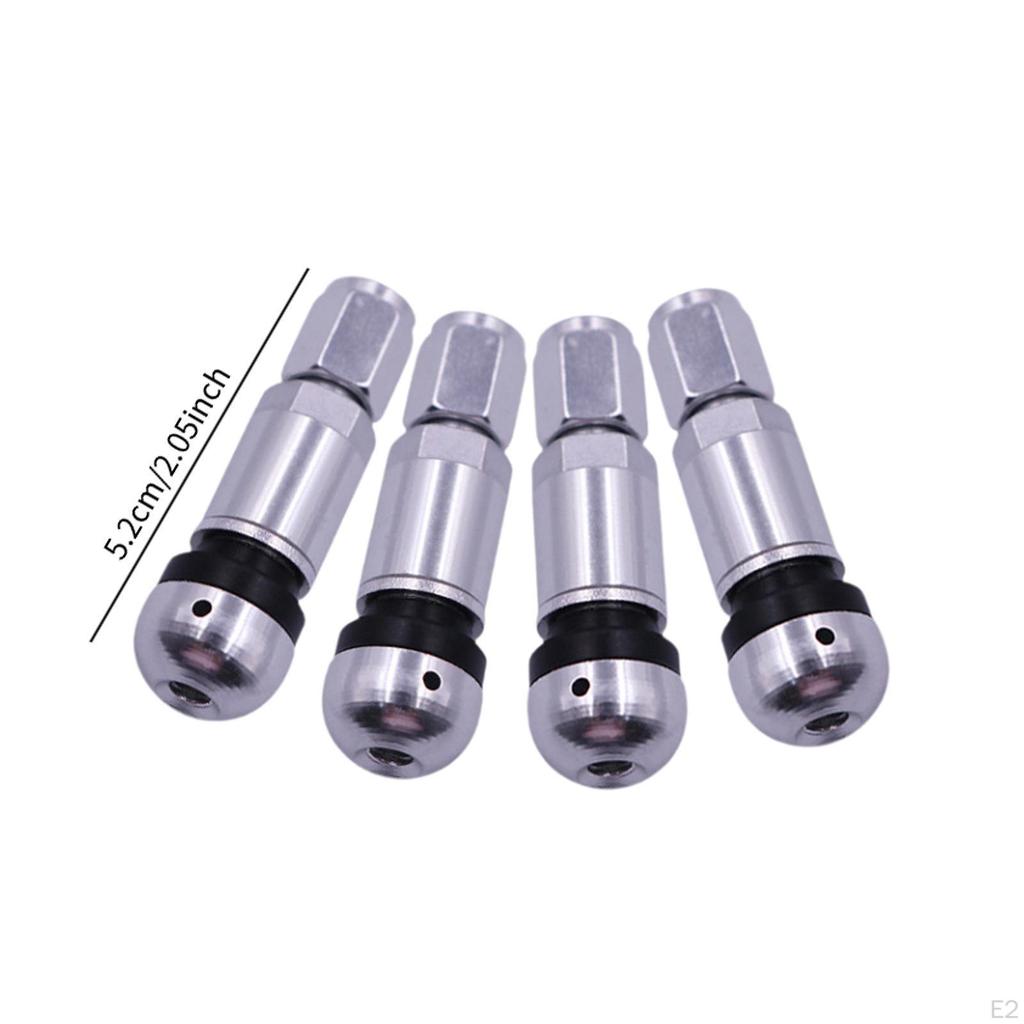 4x Bolt In Tire Valve Stem Caps Aluminum Alloy Universal Spare Parts Directly Replace Tubeless TPMS
