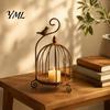Retro Iron Lantern Decor Vintage Metal Birdcage Candle Holder, Tealight Decorative Holder Stand for Home Dining Table Living Room Coffee Centerpiece