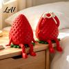 Anthropomorphic Fruit Desk Decor 3D Printed Articulated Strawberry Storage Box Cute Figurine with Small Jewelry Organizer for Earrings Movable Limbs,