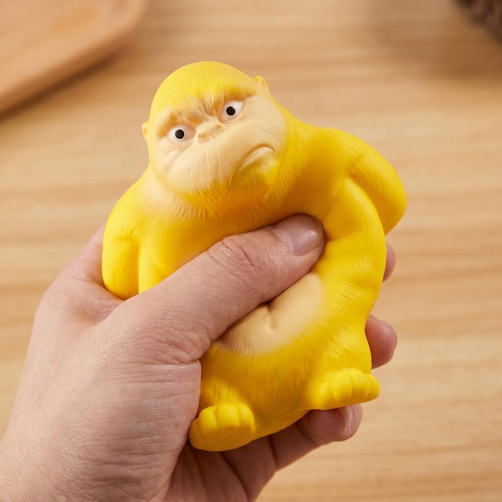 PU Slow Rebound Gorilla Shaped Squeeze Toy Stress Relief Soft Decompression Figure for Office Home Classroom Desk