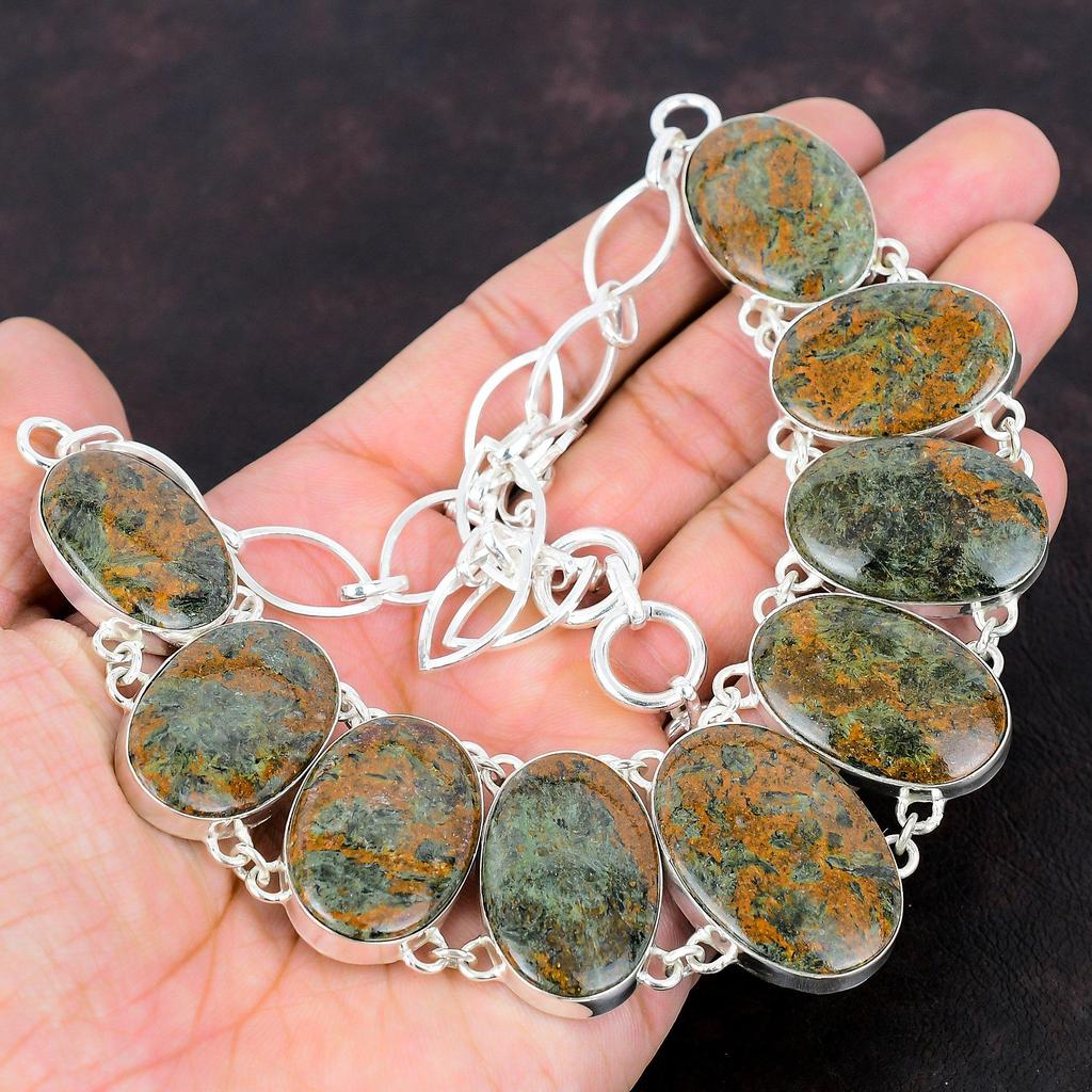 Colier granat spessartin în calcar Colier lucrat manual Colier din argint 925 Colier cu lanț reglabil Bijuterii cu pietre prețioase pentru cadouri