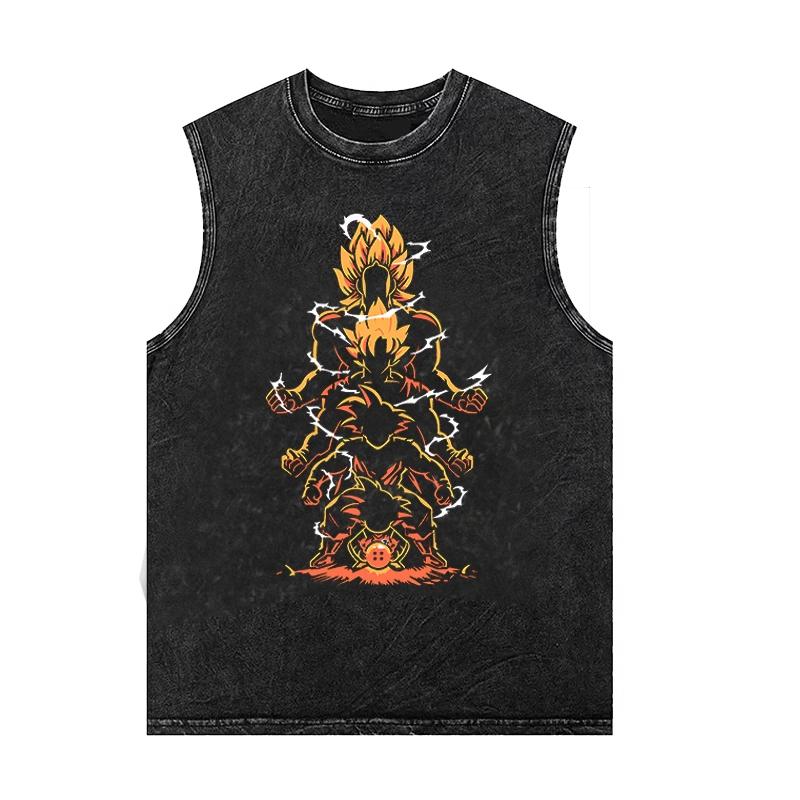 

Мужские майки Dragon Ball Гоку Сайян Аниме Принт Жилет Женская Свободная Футболка Без Рукавов Винтажная Стирка Одежда для Тренировок 3XL