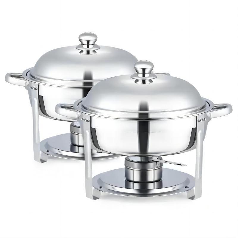 Round Stainless Steel Buffet Stove - Golden Food Warmer for Hotels & Restaurants