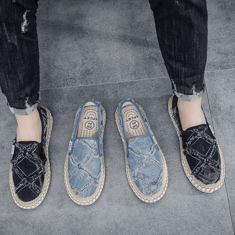 2024 Vintage Men Casual Shoes Summer Designer Men Canvas Shoes Breathable Slip On Loafers Mens Flats Driving Shoes