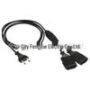 2m European Standard Extension Cord Type C, 1-to-2 Plug, 0.75mm² Wire