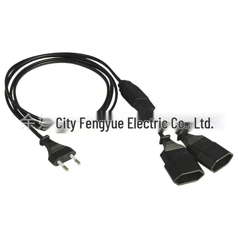 2m European Standard Extension Cord Type C, 1-to-2 Plug, 0.75mm² Wire