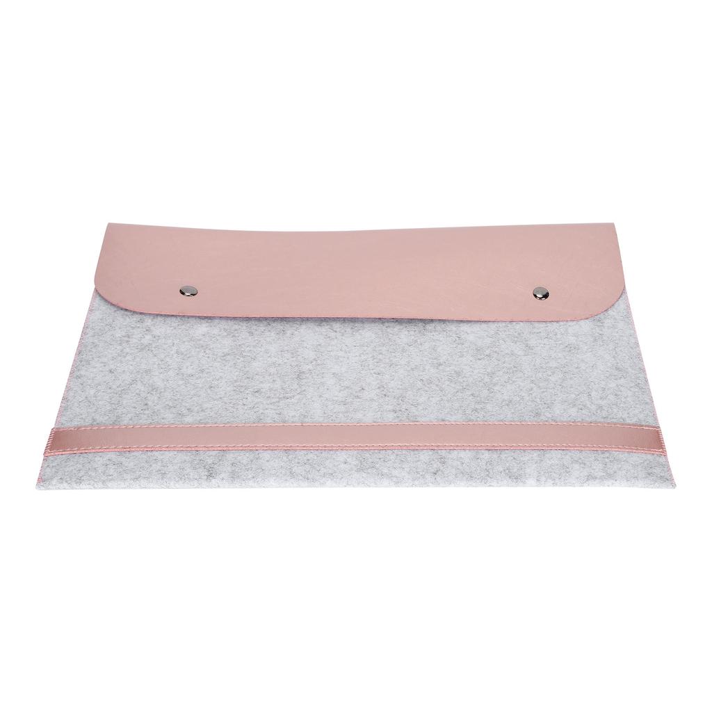 Laptop Sleeve Flip Type Protective Double Layer Felt Microfiber Computer Bag for MacBook Pro 15.4 Inch ModelsRose Gold