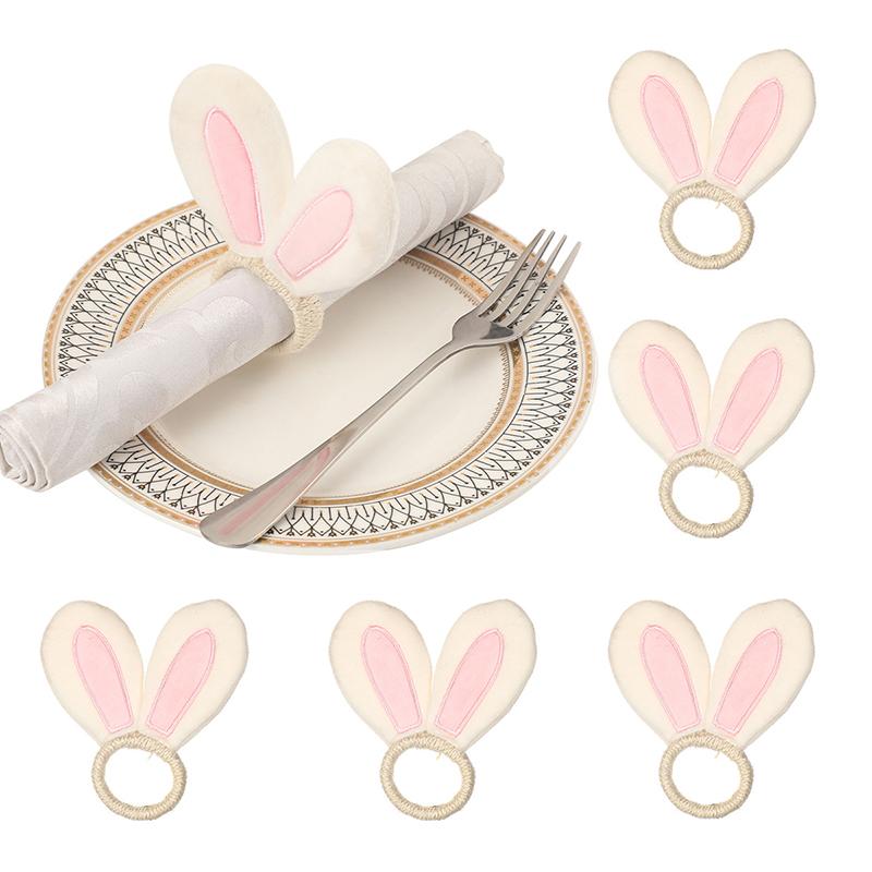 WTEMPO Easter Creative Napkin Rings Handmade Rabbit Wooden Rings Napkin Buckles Easter Egg Table Decoration Napkin Rings