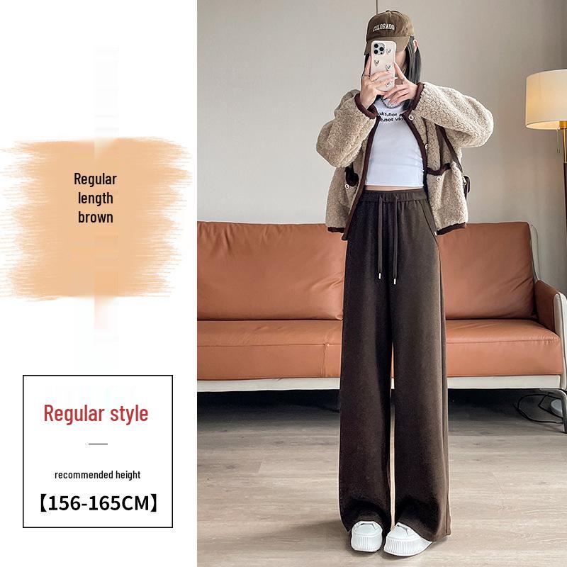 

2026 A/W High-Waist Plus Velvet Cashmere Wide Leg Pants - Floor Length Narrow Version Small