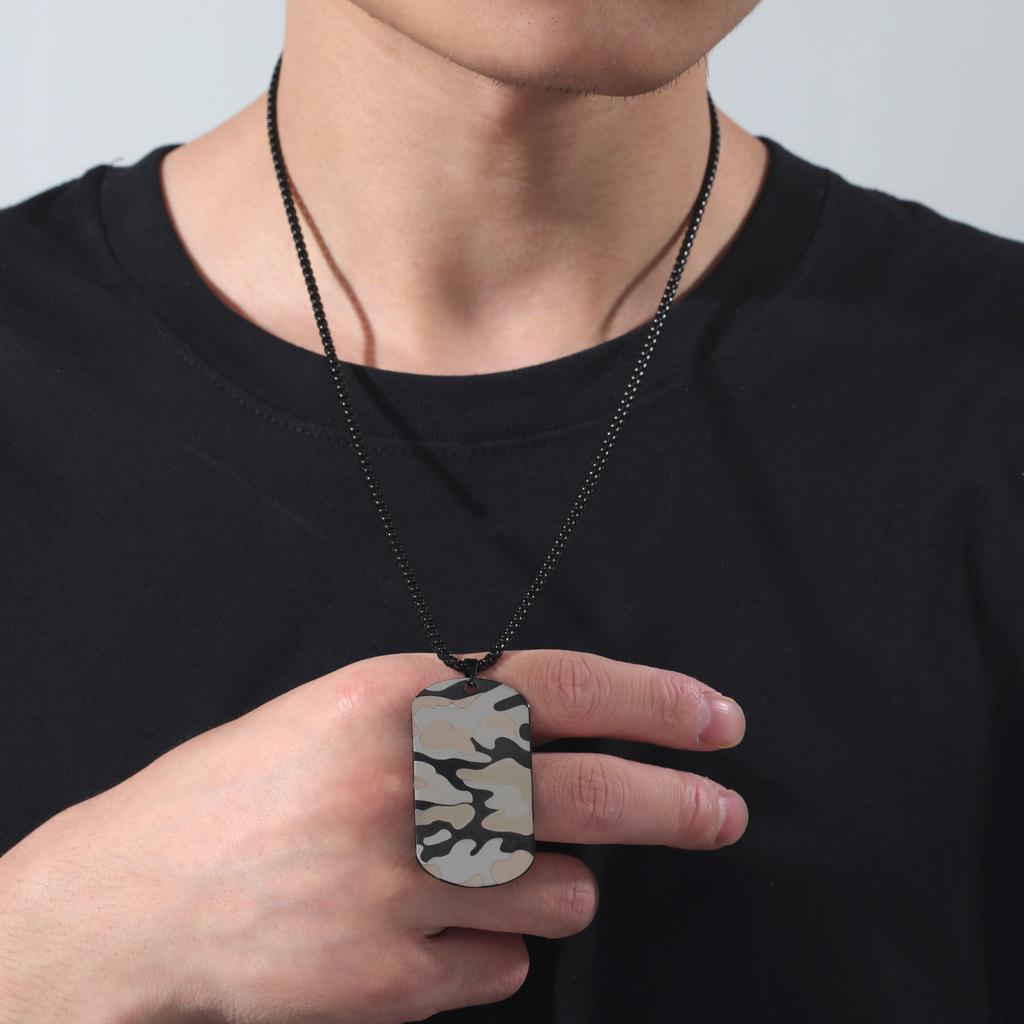 Military Brand Necklace Camouflage Pendant Necklace Men's Titanium Steel Jewelry