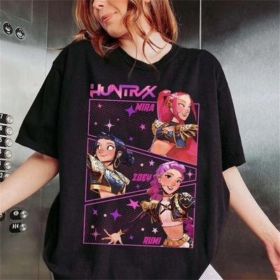 25 Top Movie Retro Kpop Demon Hunters Gift Round Neck Breathable Fashion Street Wear Short Sleeve Summer Women Leisure Vacation