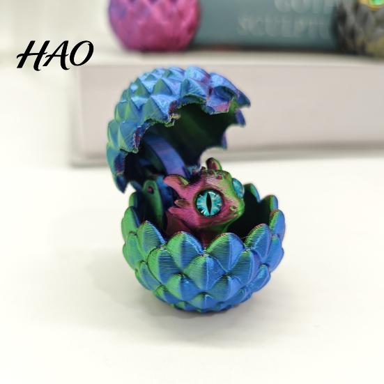 Desktop Ornament 3D Printed Dragon Egg Vibrant Color Small Size Miniature Statue Stress Relief Fidget Toy Adorable Cartoon Dragon-themed Desk