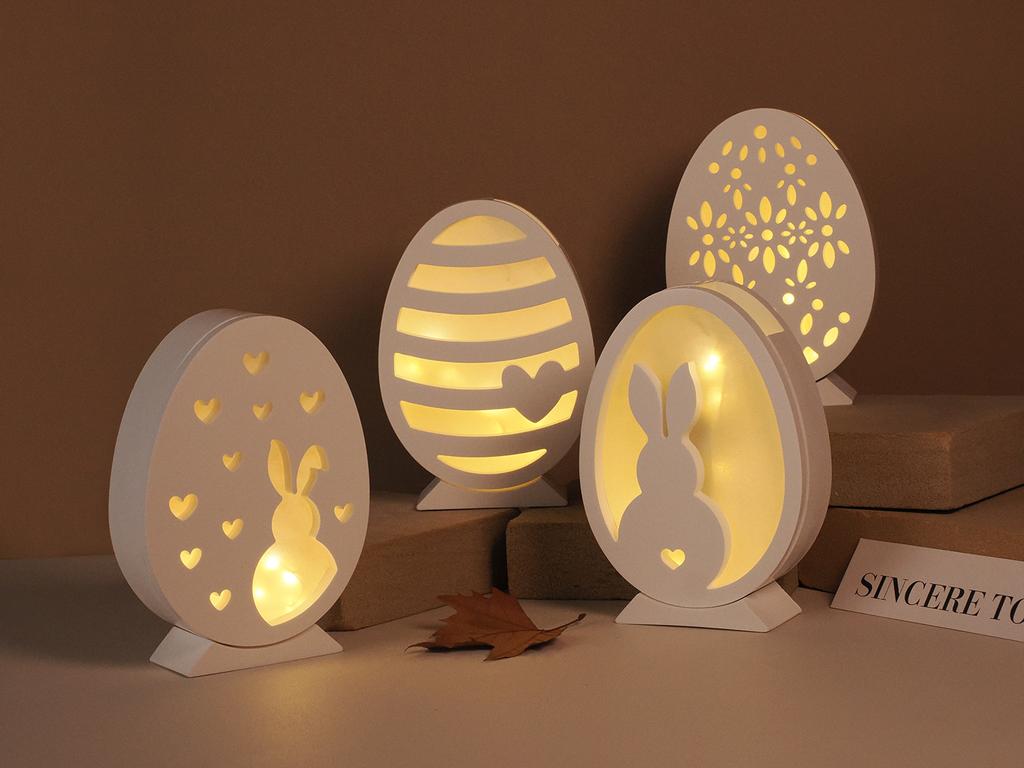 Egg Rabbit Gypsum Silicone Mold Hollow Easter Egg LED Night Light Concrete Candle Holder Resin Casting Mold Home Craft Ornaments