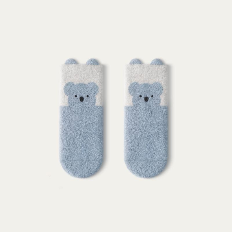Baby Plush Sock Winter Warm Kids Middle Tube Socks for Girls Boys Thicken Velvet Anti-Cold Newborn Footwear Cute Cartoon Children Socks