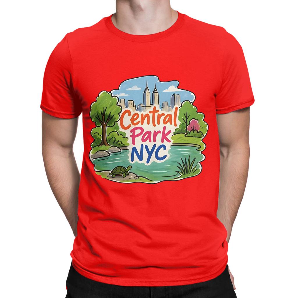 Central Park NYC Colorful Landscape Background Turtle Graphic 100 Cotton TShirt central park season 3 Tops Tees For Unisex