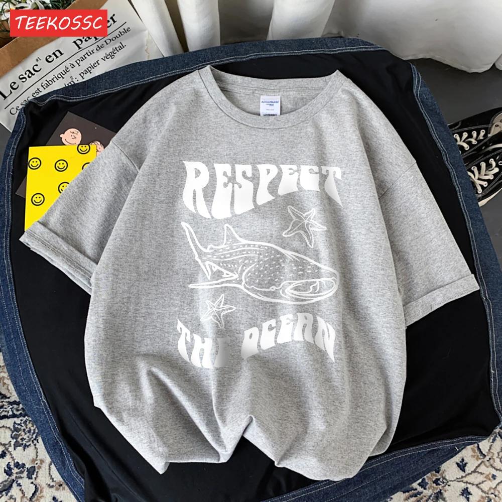 100% Cotton Fashion Respect Marine Conservation Whale Print Man T-shirt Suitable Oversized T-shirt Casual Soft T-shirt Pleasant